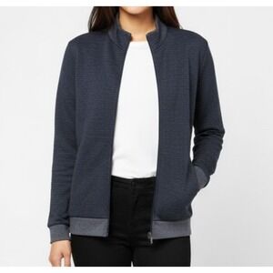 STRUCTURE Slim Fit Women's Full Zip Jacket Blue Heathered Casual Athletic Size S